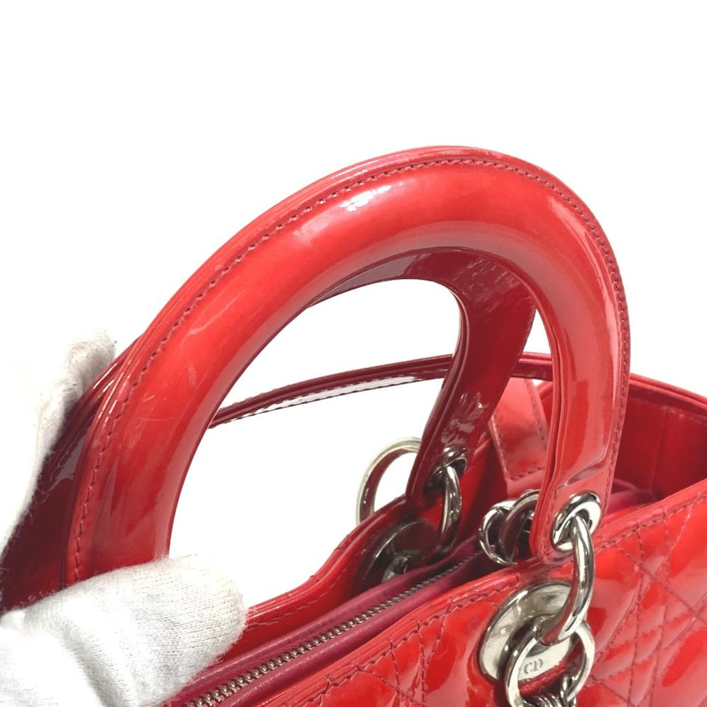 Christian Dior Red Color Leather Handbag Shoulder Bag (Pre-Owned)