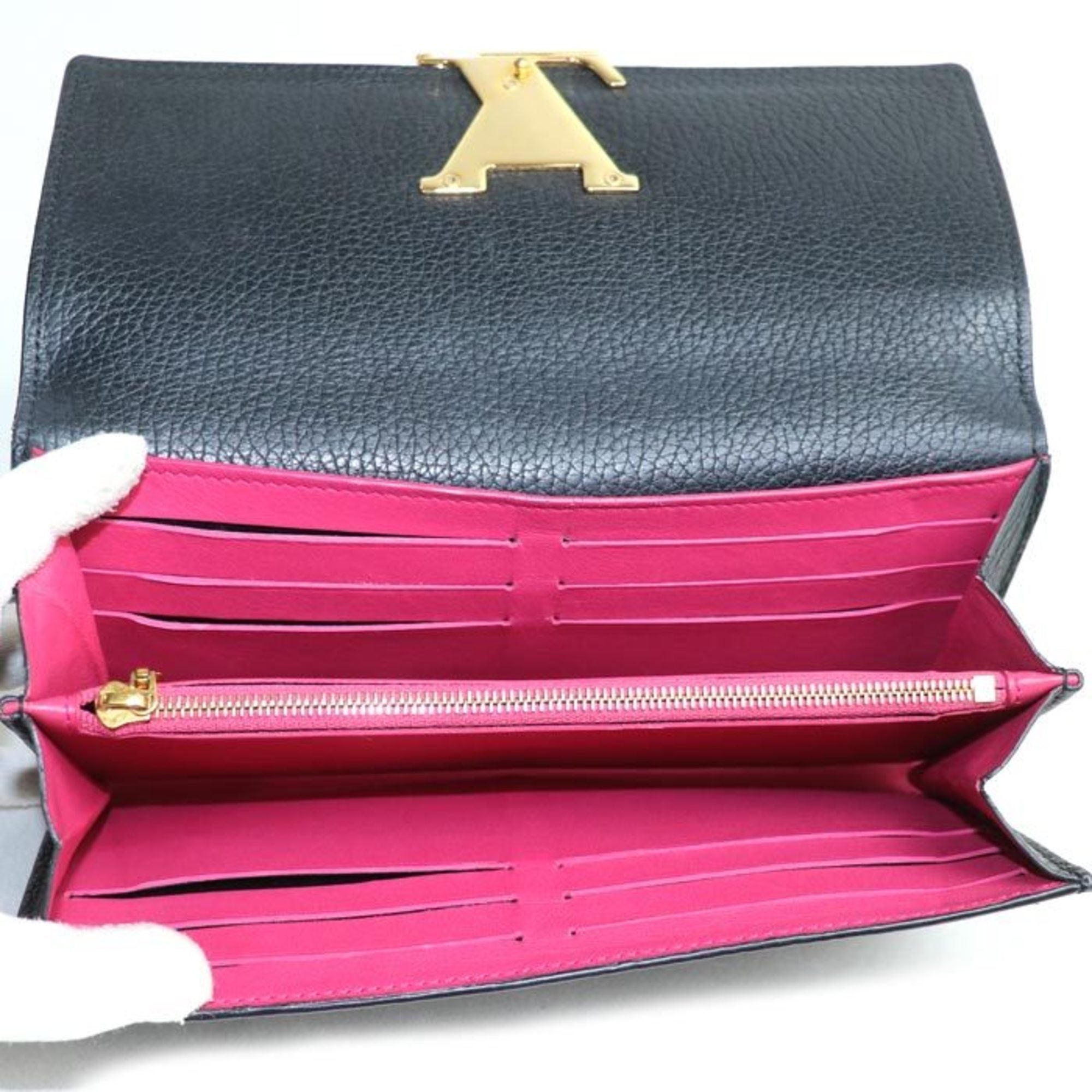Louis Vuitton Black Leather Long Wallet