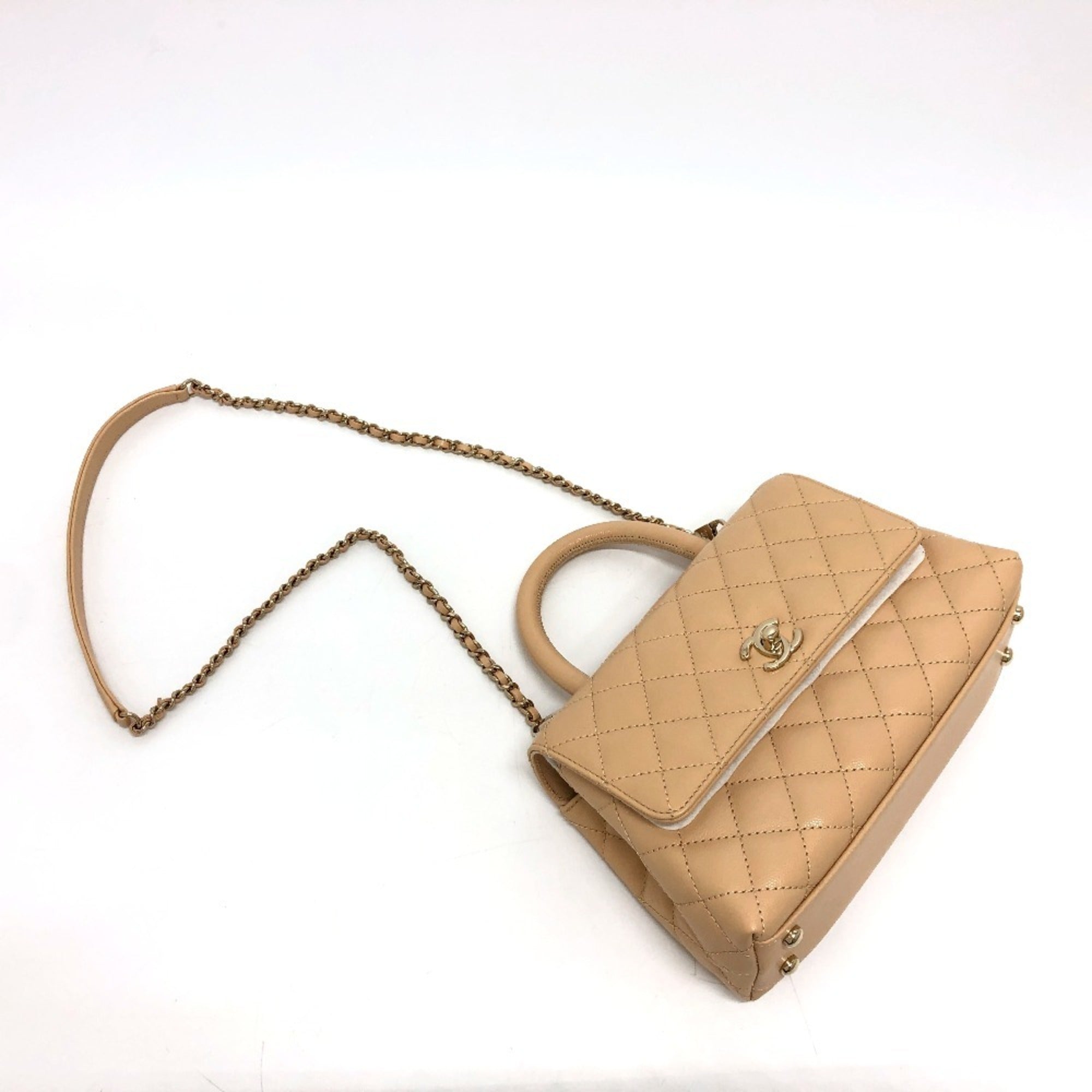 Chanel Beige Grained Calfskin Handbag Shoulder Bag