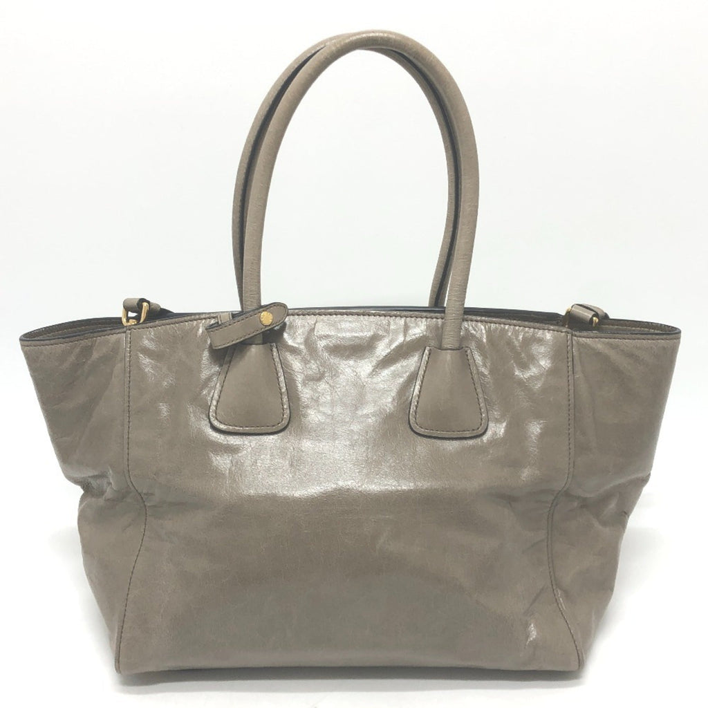 Prada Brown Leather Handbag Shoulder Bag Tote Bag