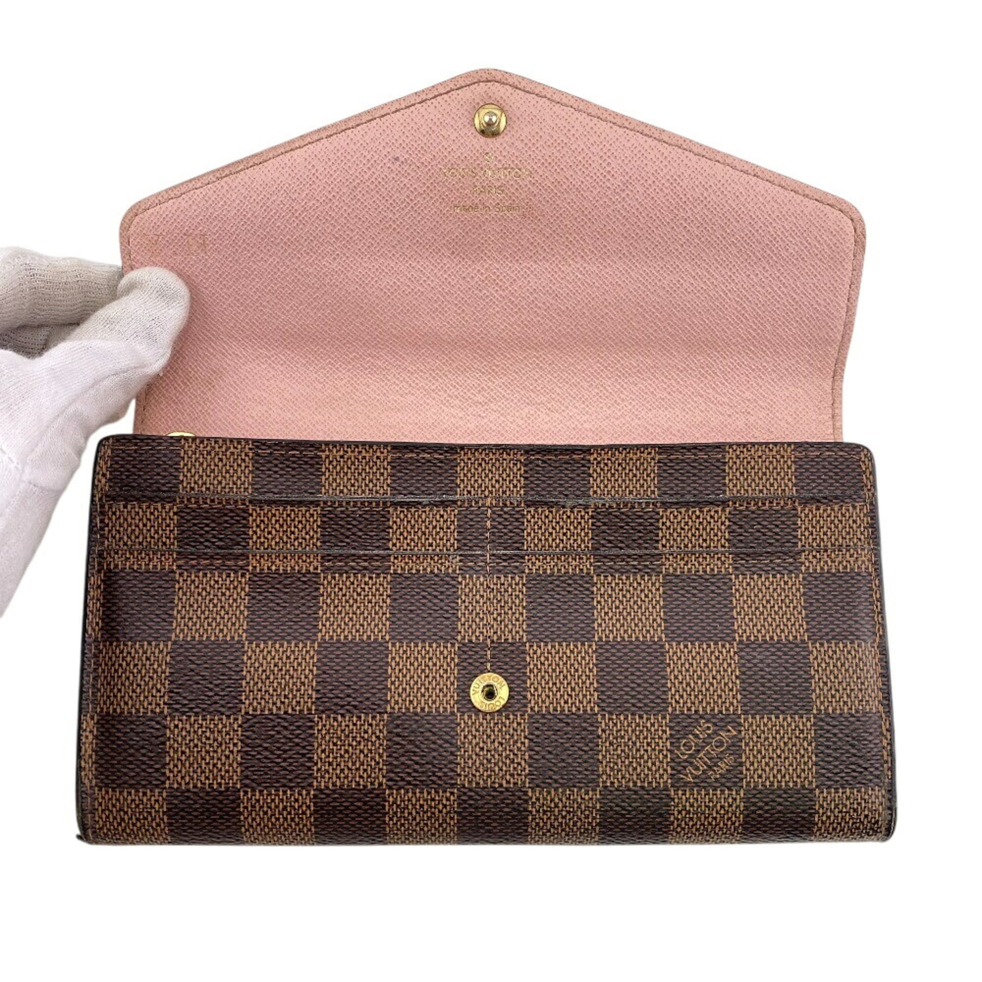 Louis Vuitton Damier Brown Rose Ballerine Leather Long Wallet