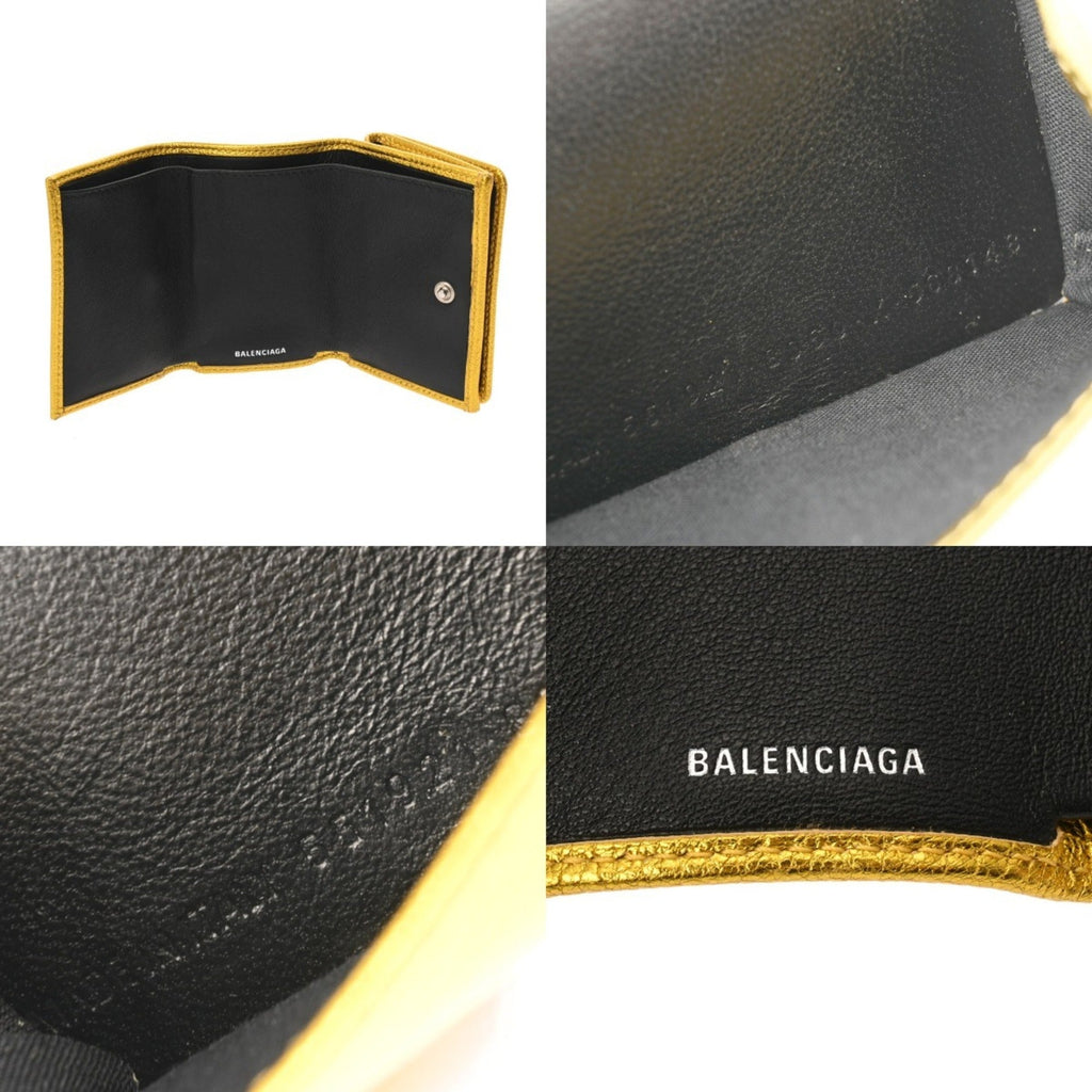 Balenciaga Metallic Gold Leather Wallet (Tri-Fold)