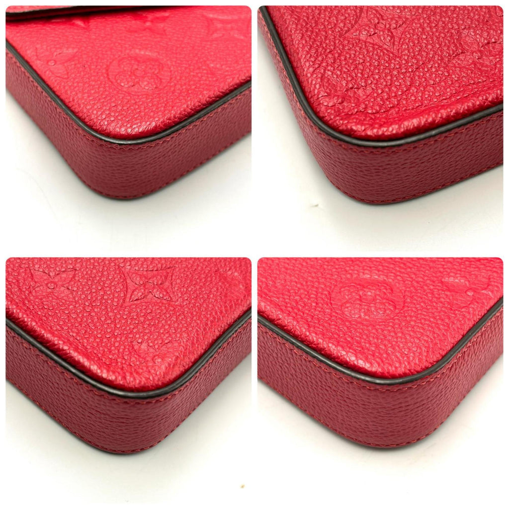 Louis Vuitton Red Color Monogram Empreinte Pochette Shoulder Bag