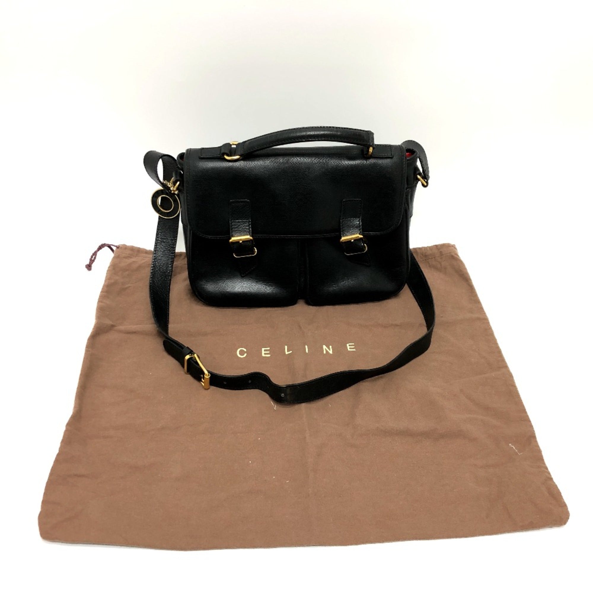Celine Black Leather Shoulder Bag