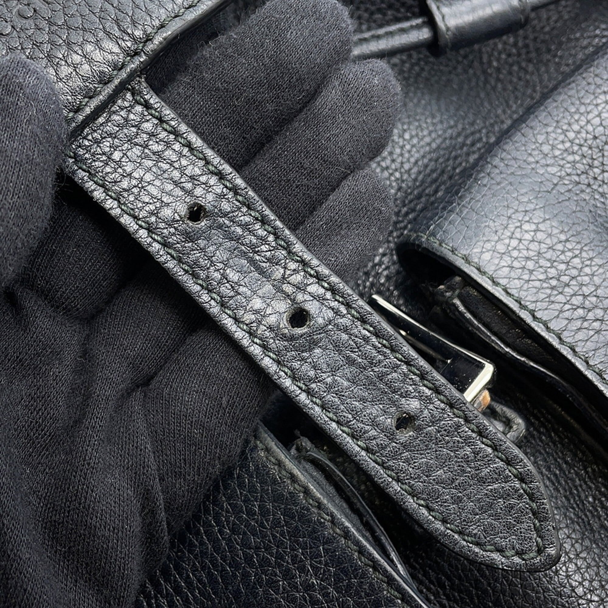 Gucci Black Leather Backpack Handbag (Pre-Owned)