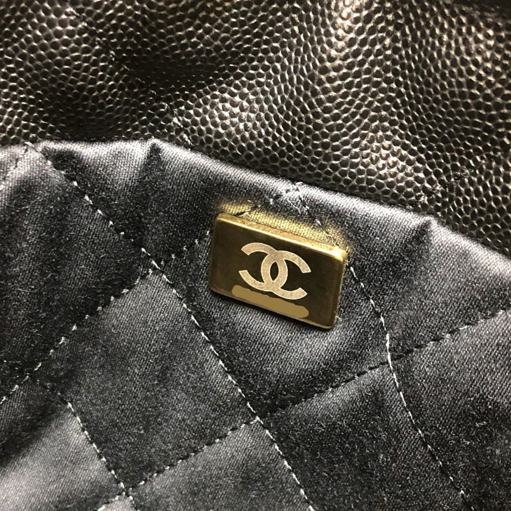 Chanel Black Grained Calfskin Shoulder Bag