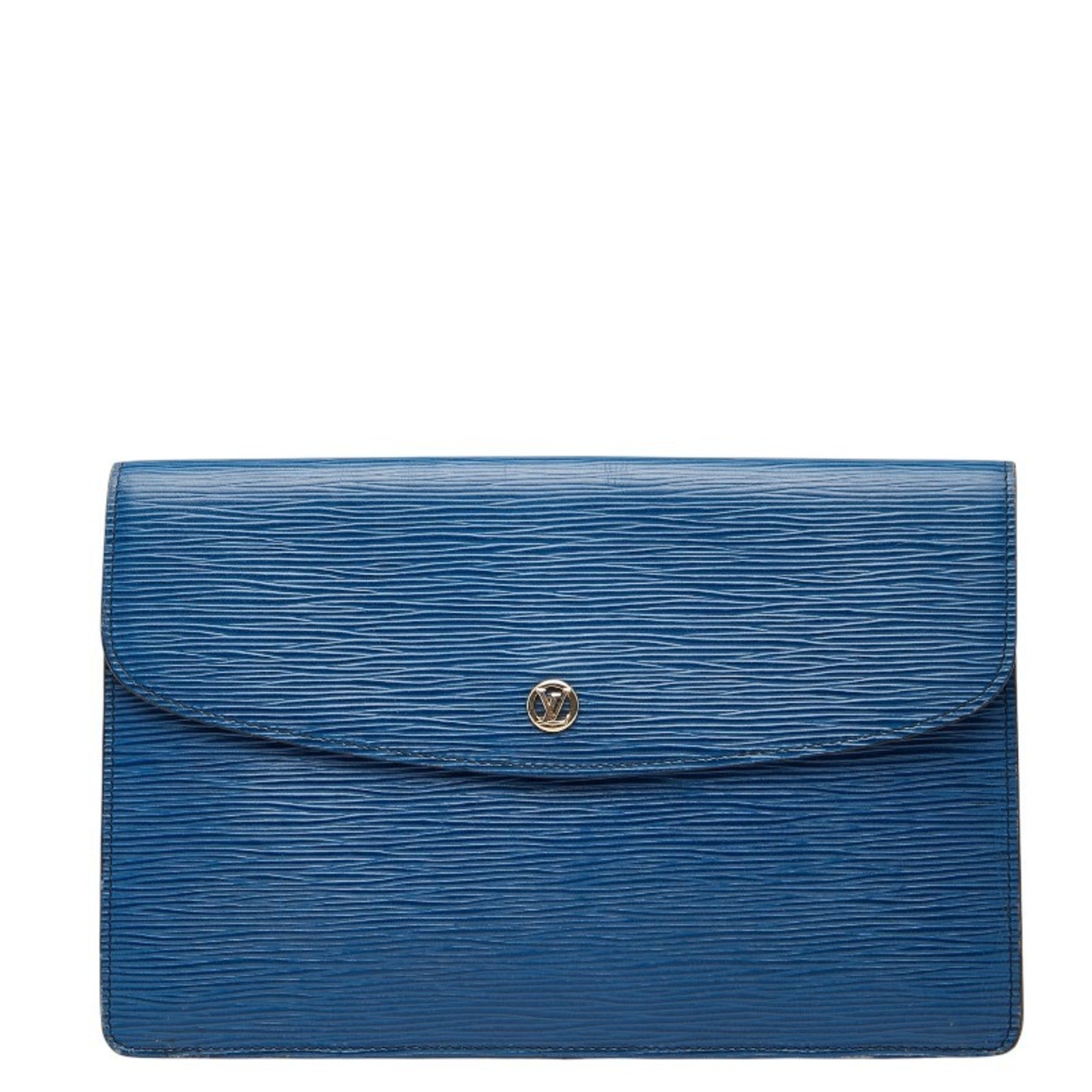 Louis Vuitton Epi Toledo Blue Leather Clutch Bag