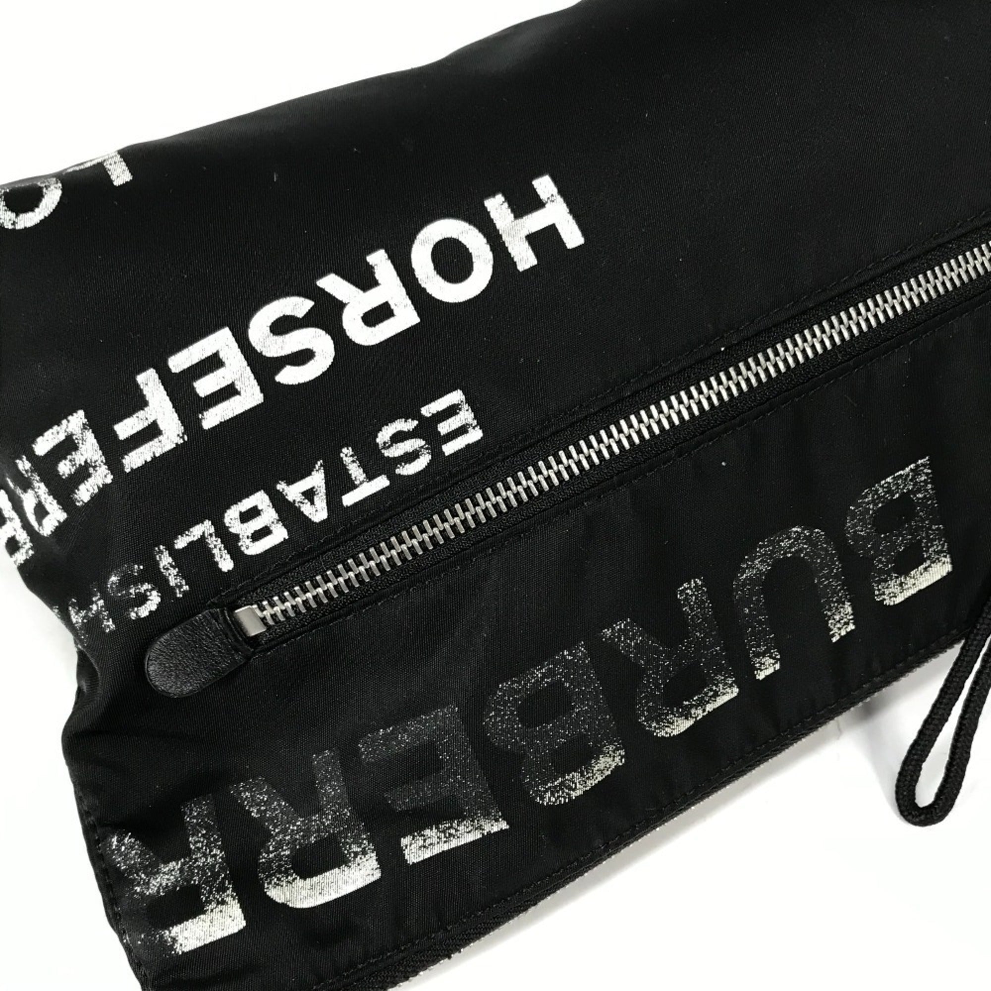 Burberry Black White Nylon Clutch Bag Pouch