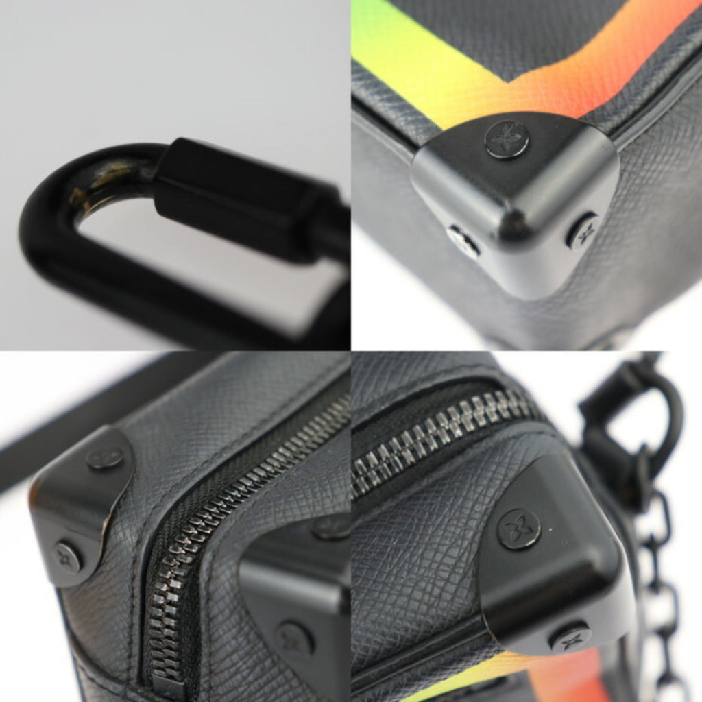 Louis Vuitton Black Multi-Color Taiga Leather Handbag Pochette Shoulder Bag