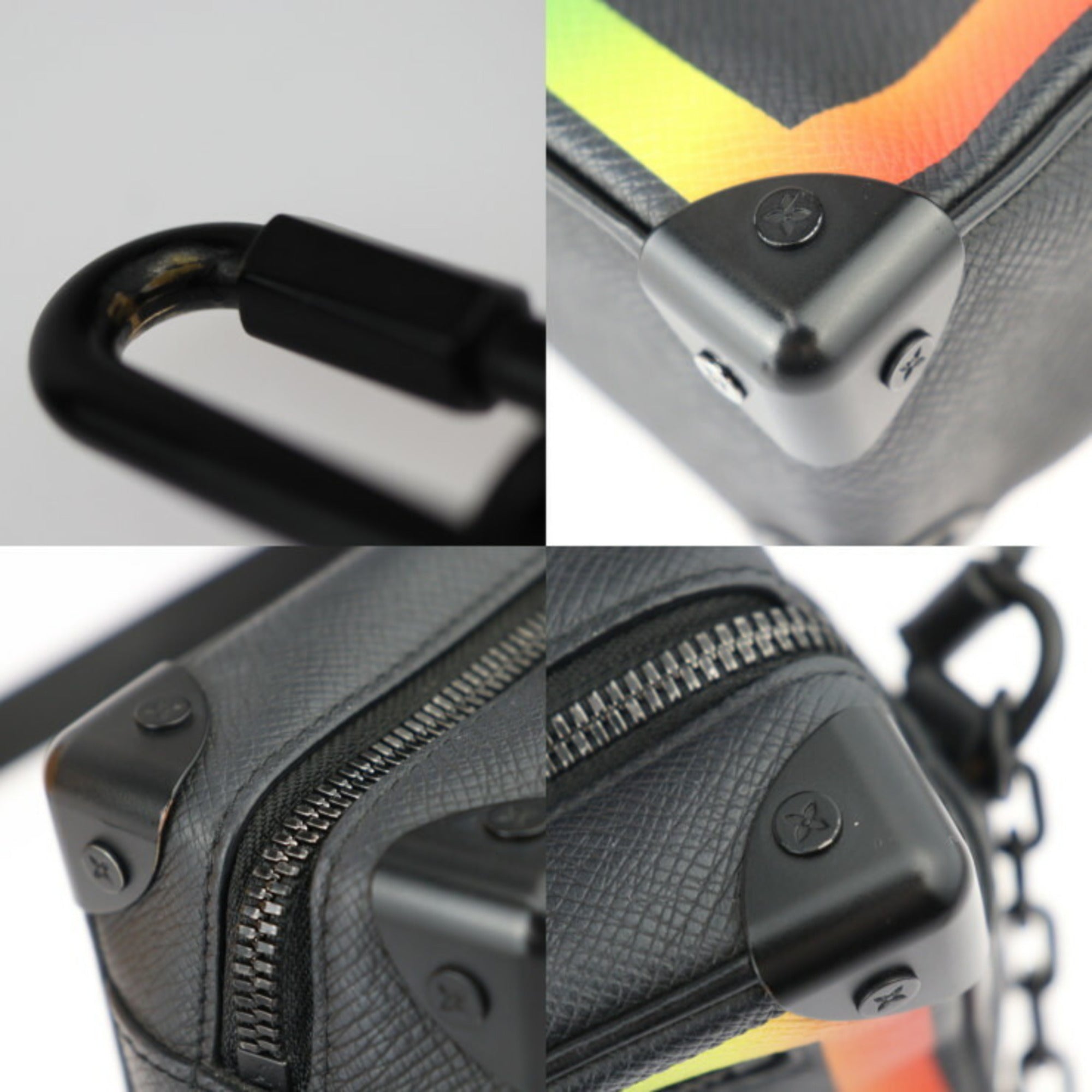 Louis Vuitton Black Multi-Color Taiga Leather Handbag Pochette Shoulder Bag