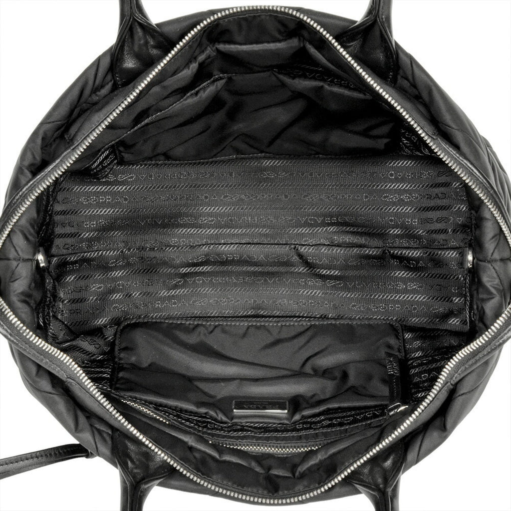 Prada Black Nylon Nappa Leather Leather Tote Bag