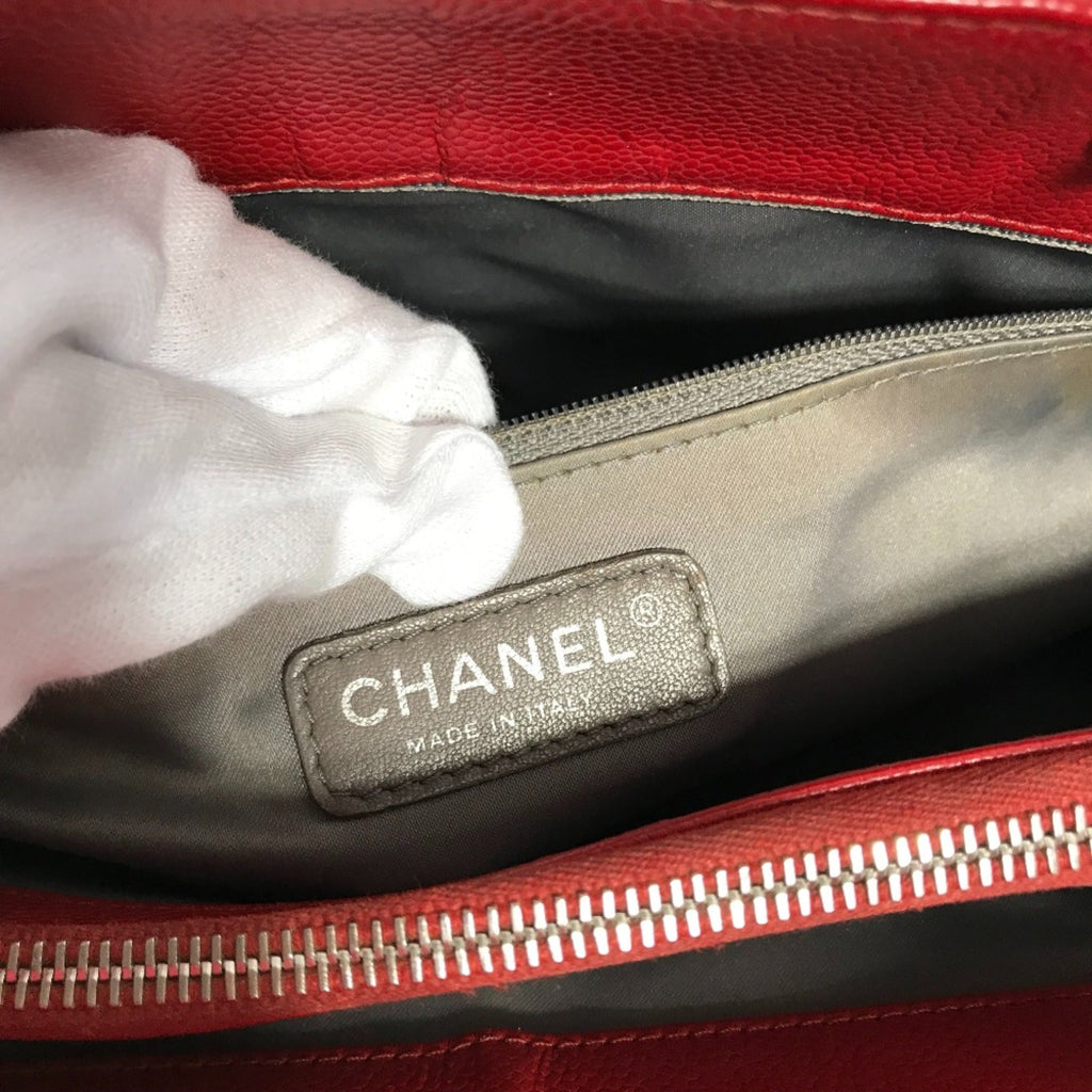 Chanel Red Leather Tote Bag