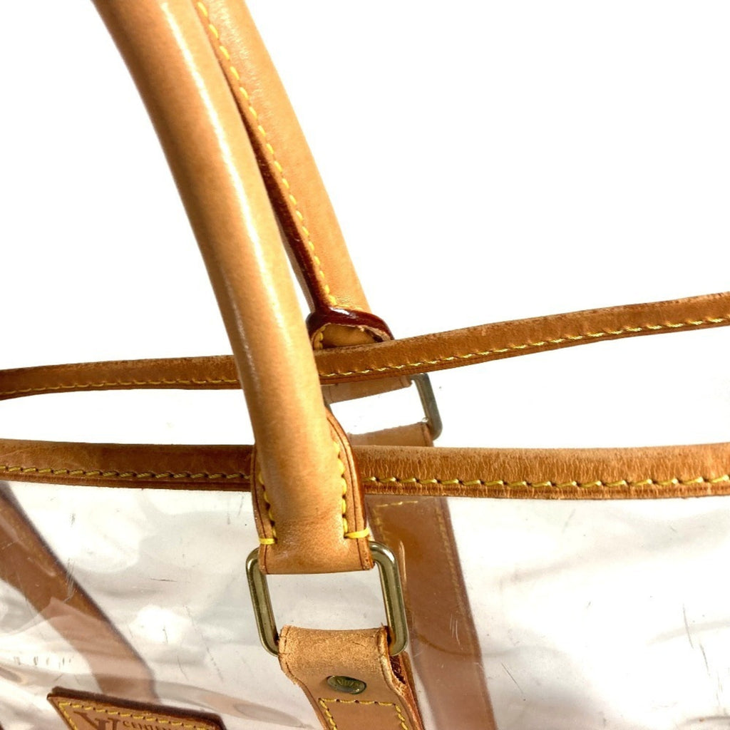 Louis Vuitton Beige Clear Vinyl Leather Shoulder Bag Tote Bag
