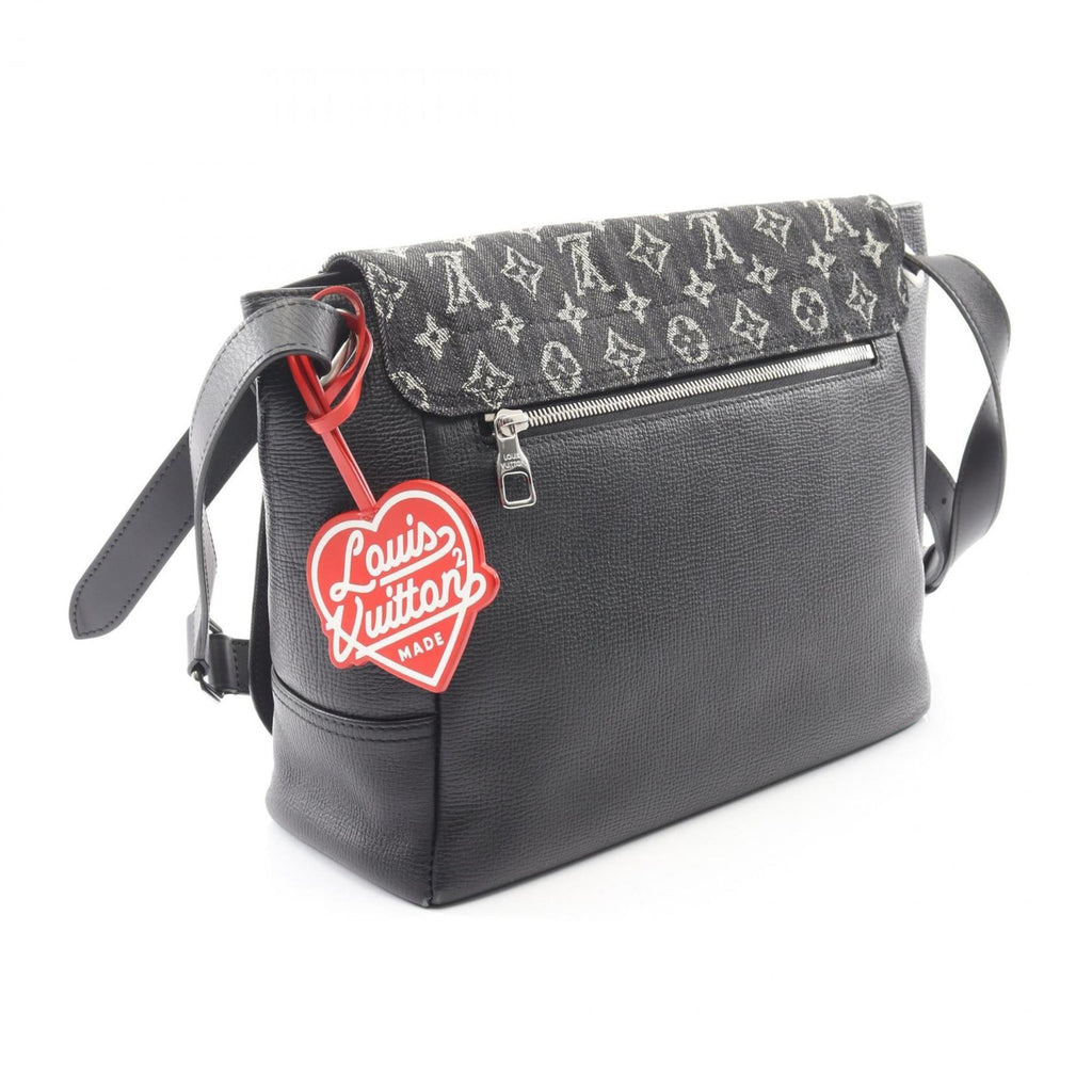 Louis Vuitton Black Noir Monogram Denim Leather Shoulder Bag