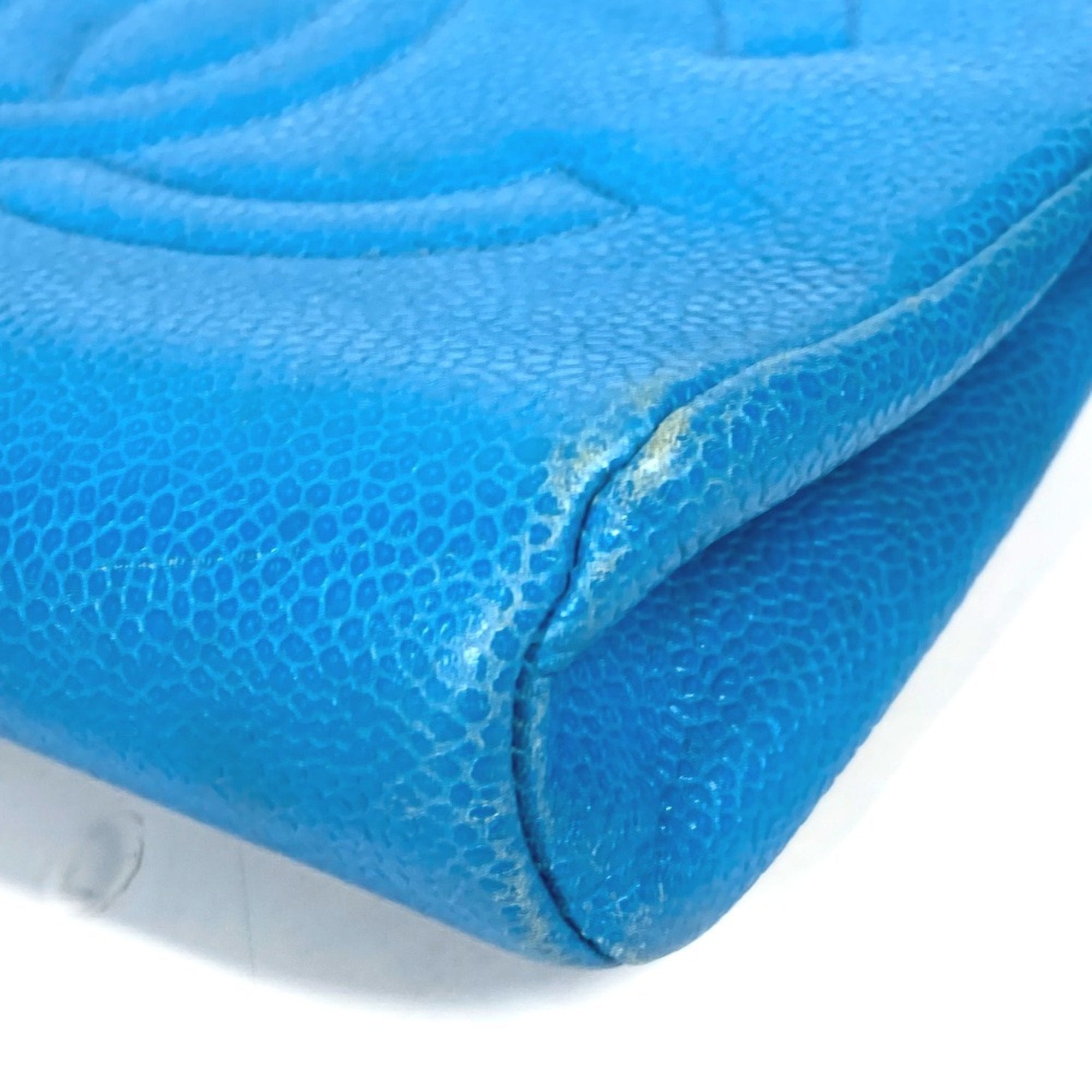 Chanel Blue Caviar Leather Pouch