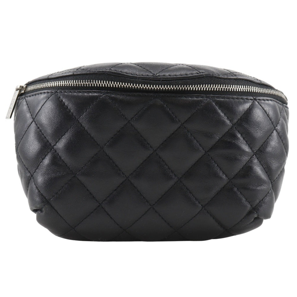 Chanel Black Leather Fanny Pack Sling Bag