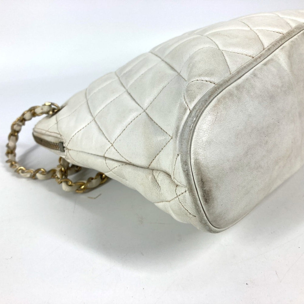 Chanel White Leather Shoulder Bag