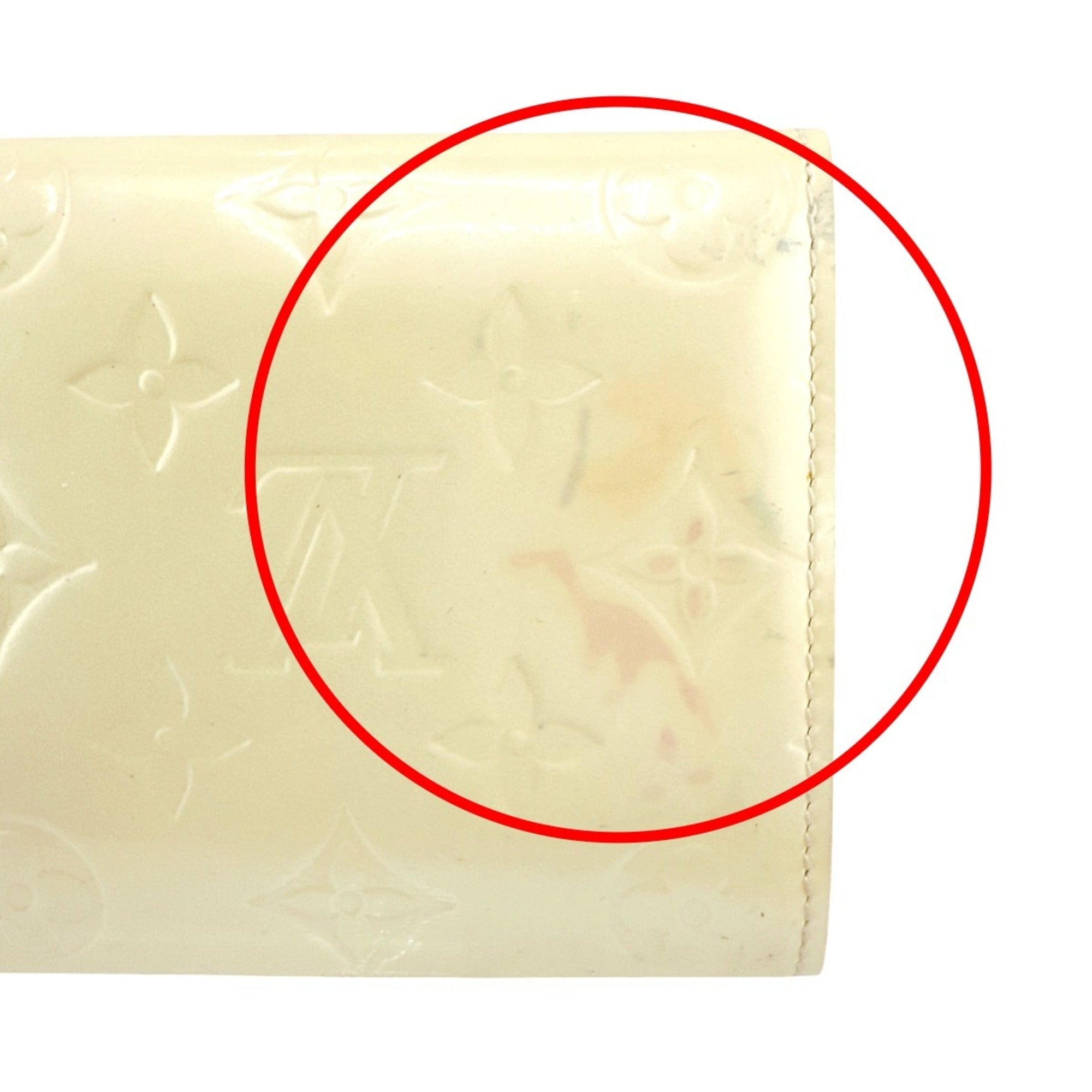 Louis Vuitton Cream White Monogram Vernis Long Wallet (Tri-Fold)