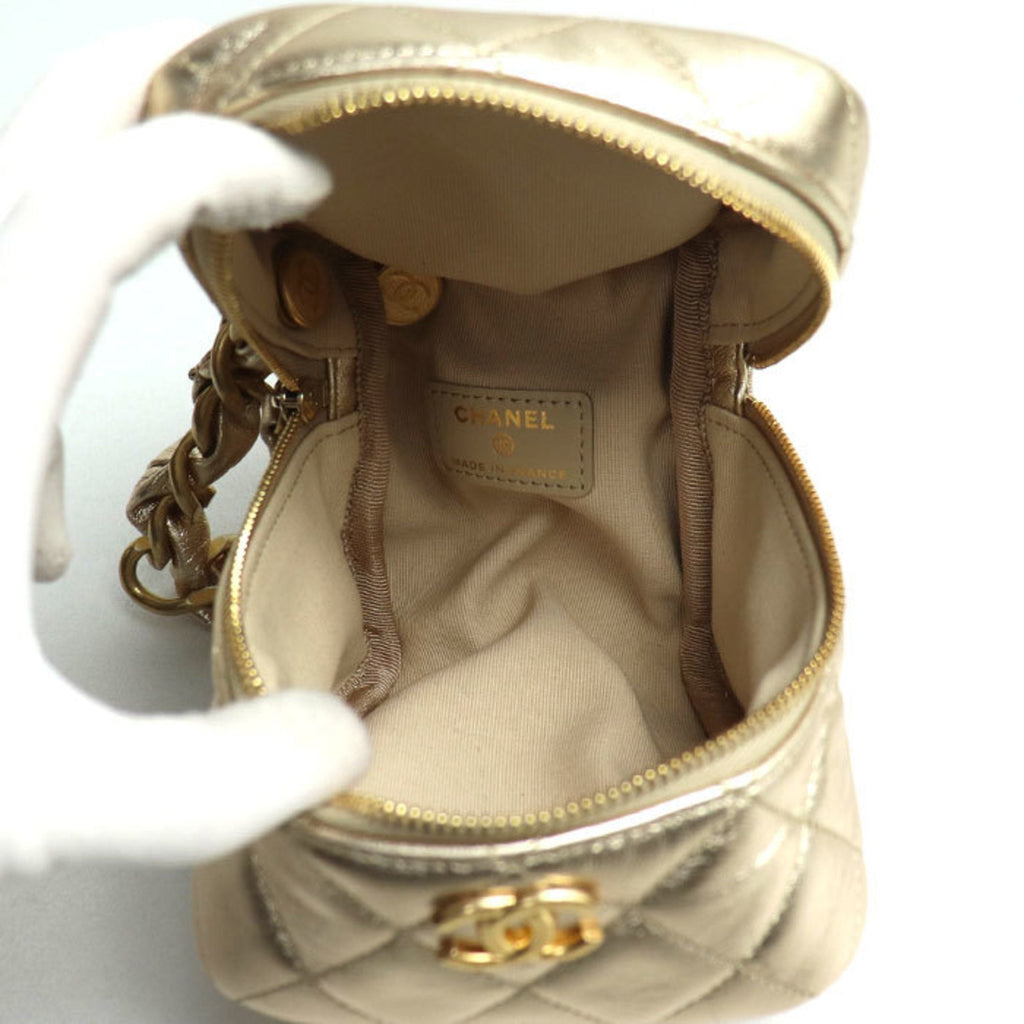Chanel Matelasse Gold Leather Clutch Bag