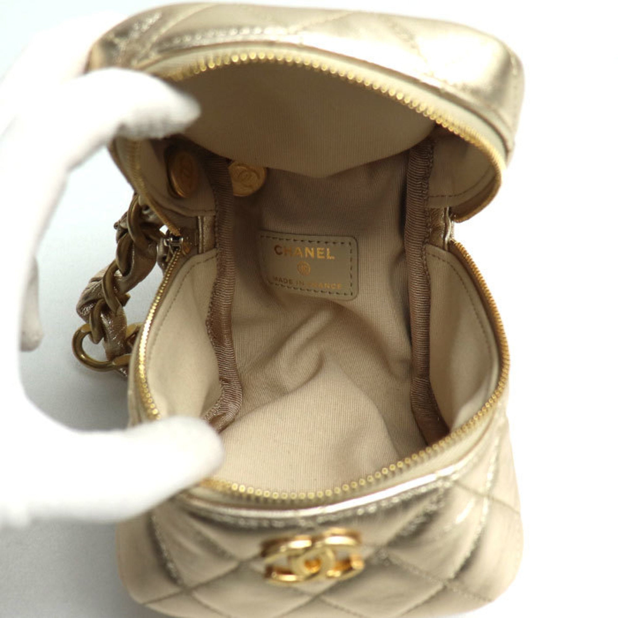 Chanel Matelasse Gold Leather Clutch Bag