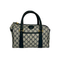 Gucci Navy Pvc Leather Boston Bag Handbag (Pre-Owned)