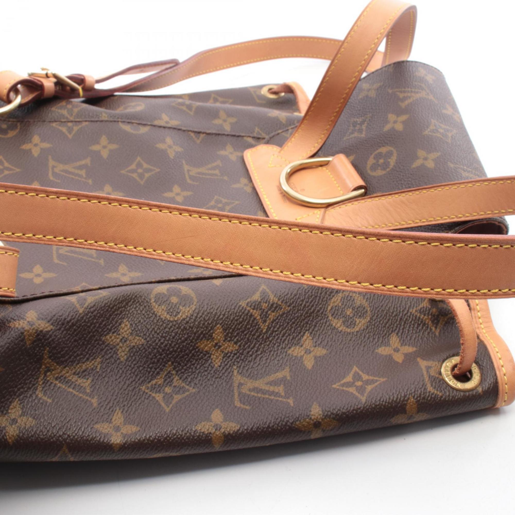 Louis Vuitton Brown Coated Canvas Leather Backpack Handbag