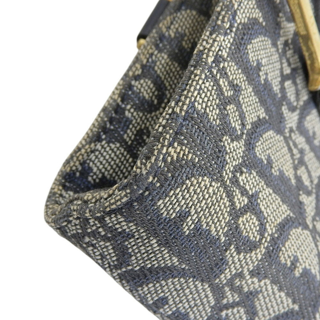 Christian Dior Trotter Navy Trotter Leather Canvas Handbag Tote Bag (Pre-Owned)