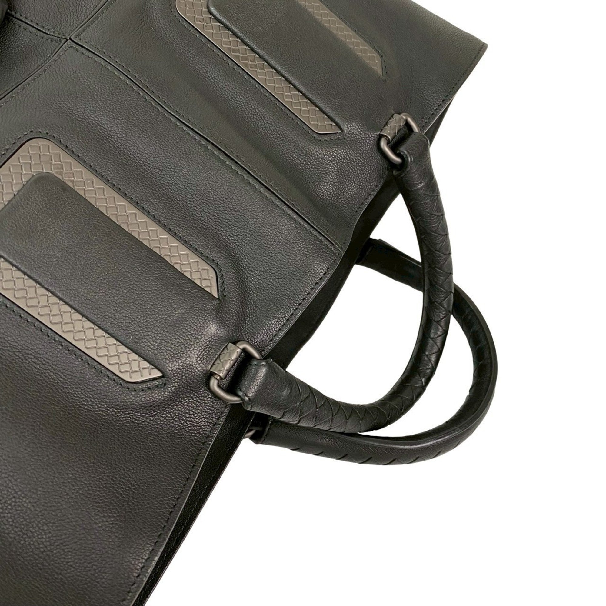 Bottega Veneta Black Leather Handbag Tote Bag