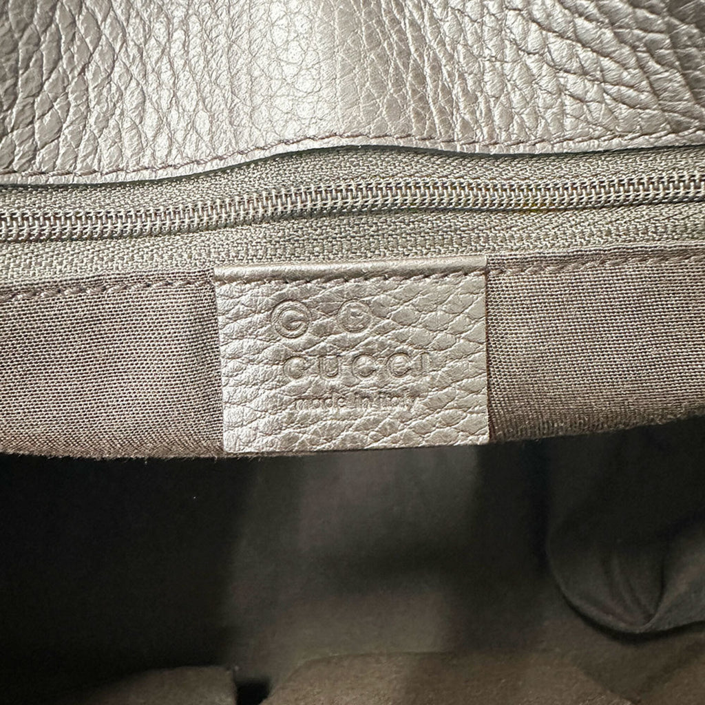 Gucci Dark Brown Leather Handbag Tote Bag (Pre-Owned)