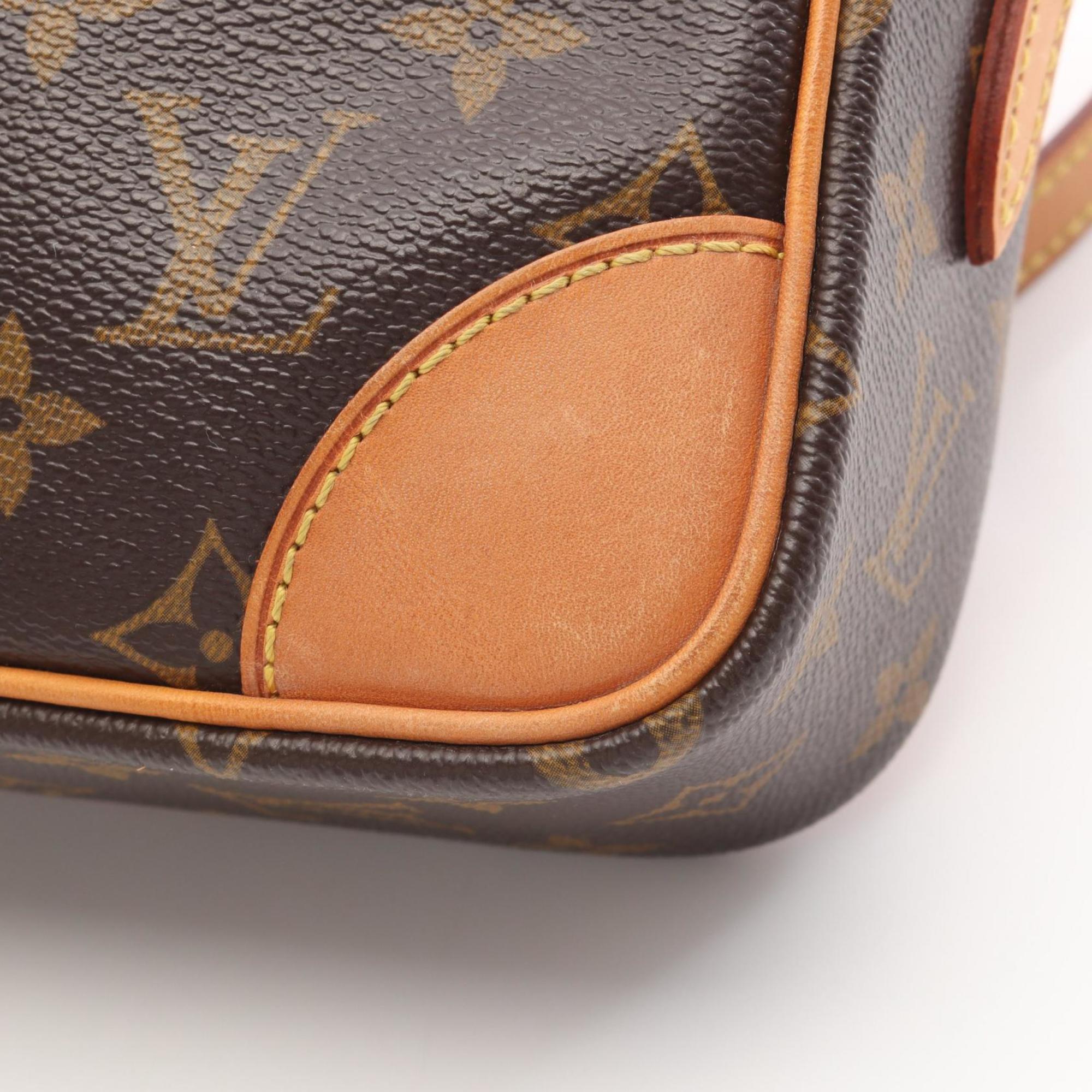 Louis Vuitton Brown Coated Canvas Leather Handbag Shoulder Bag