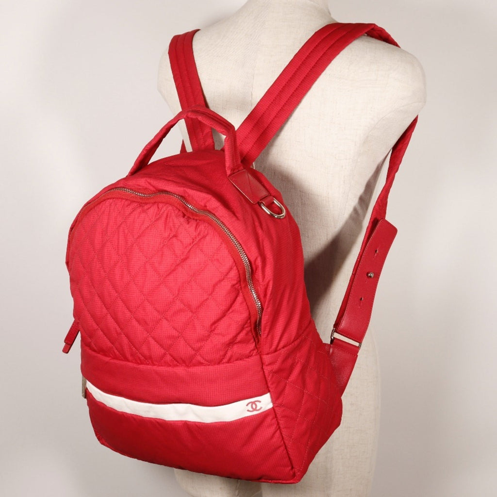 Chanel Red Color Nylon Backpack