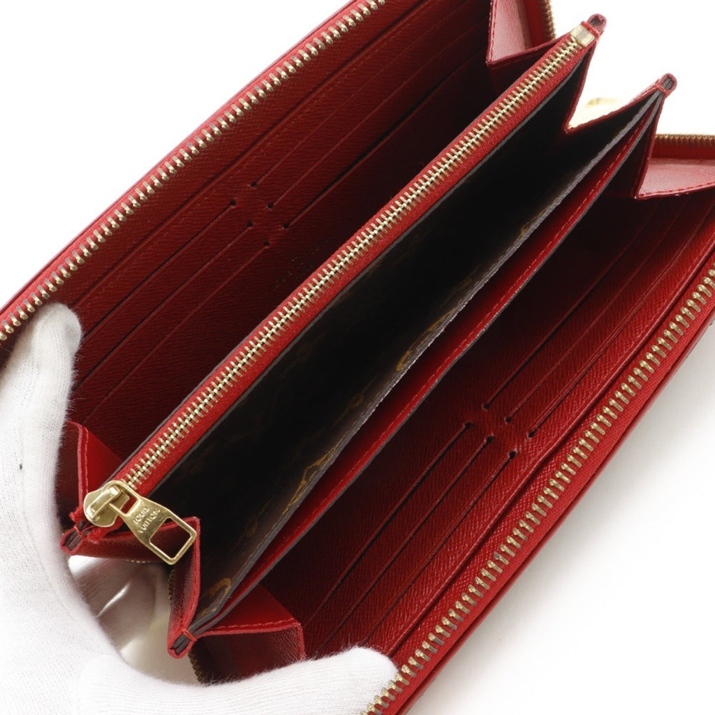 Louis Vuitton Brown Cerise Red Color Monogram Canvas Long Wallet