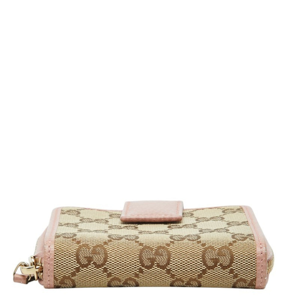 Gucci Beige Pink Canvas Leather Wallet (Bi-Fold) (Pre-Owned)