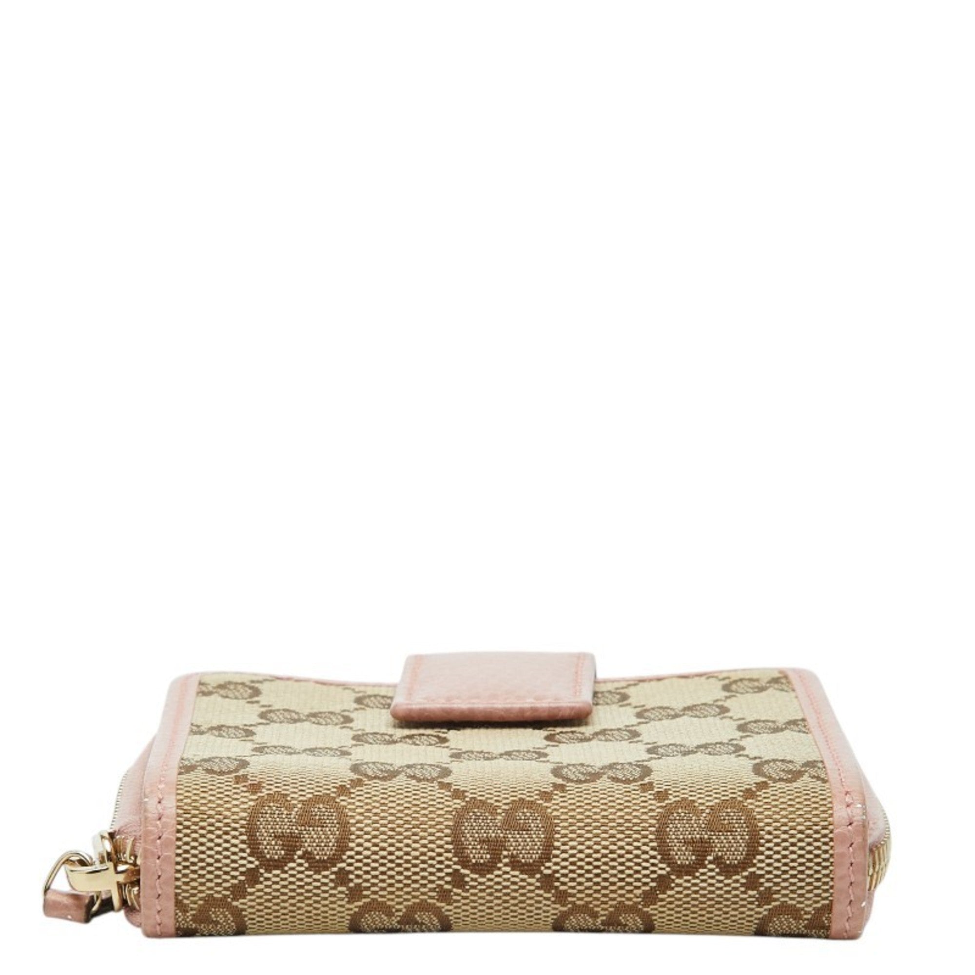 Gucci Beige Pink Canvas Leather Wallet (Bi-Fold) (Pre-Owned)
