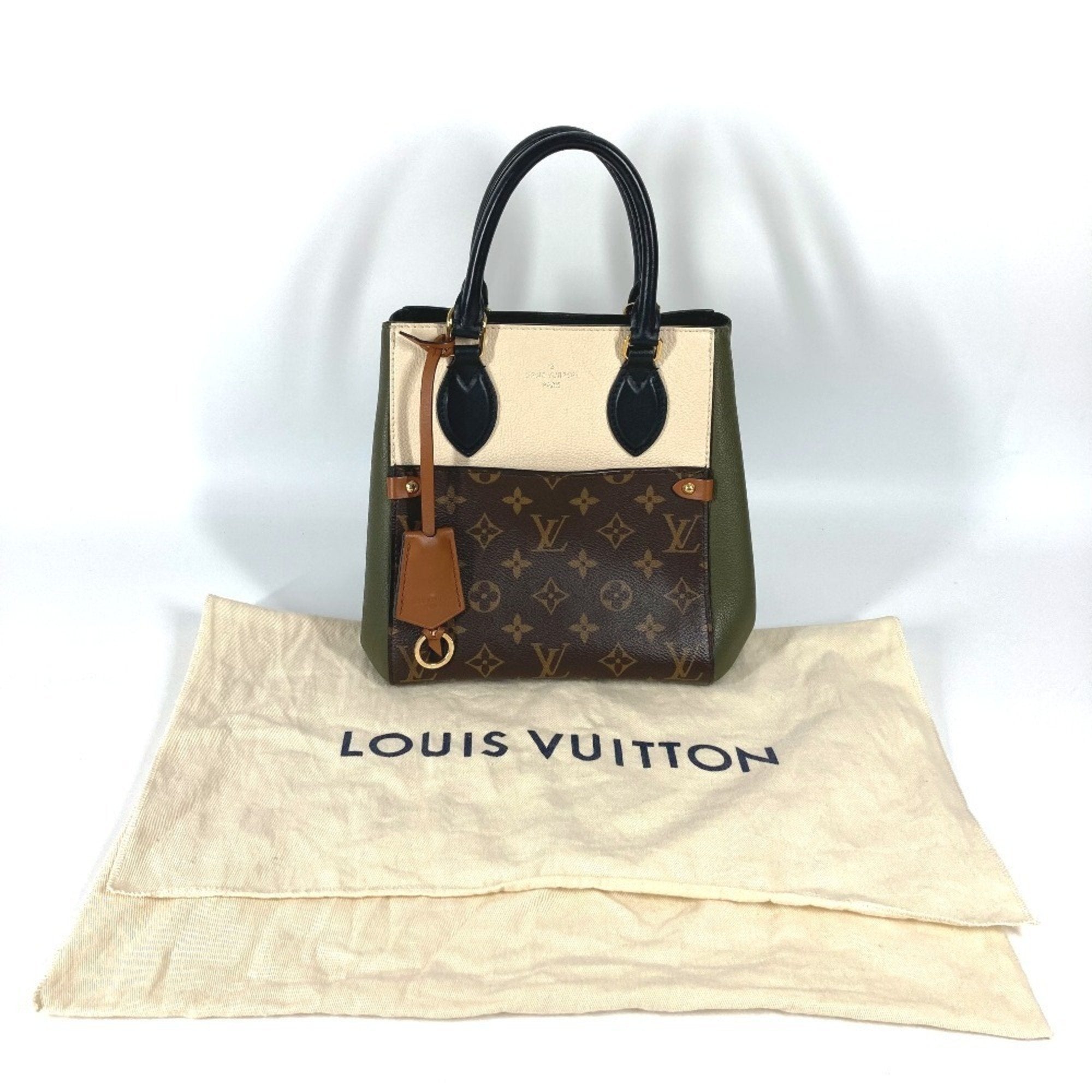 Louis Vuitton Brown Khaki Monogram White Monogram Handbag Tote Bag