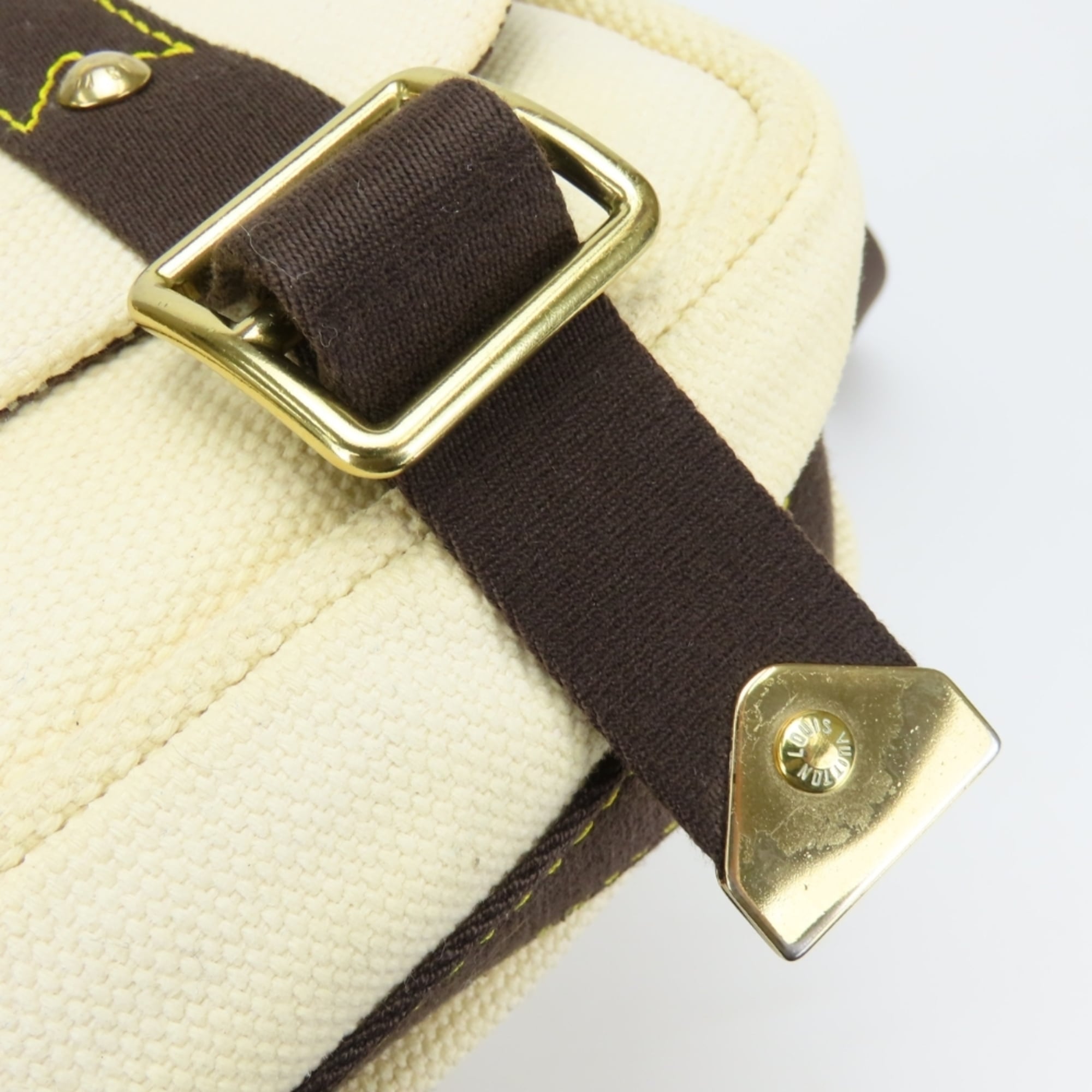 Louis Vuitton Brown Ecru Ivory Canvas Shoulder Bag