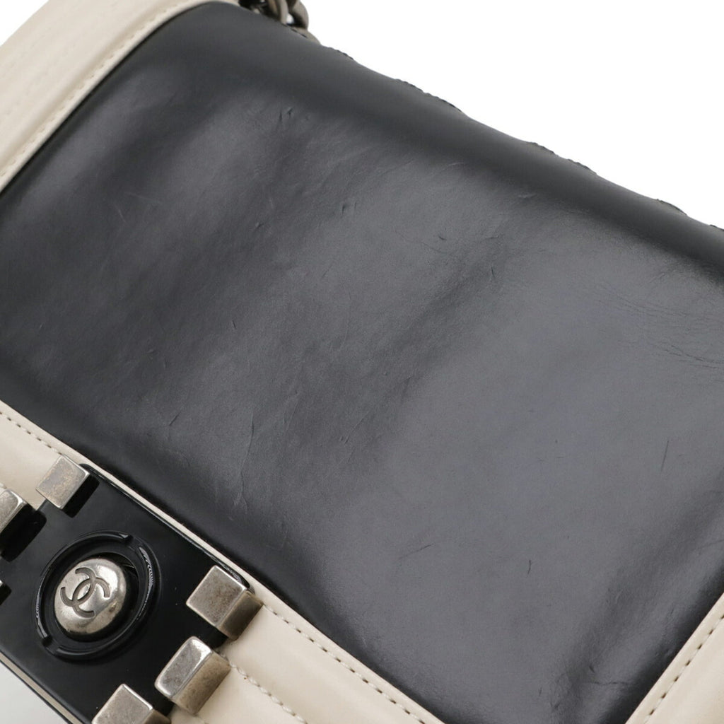 Chanel Black Ivory Leather Shoulder Bag