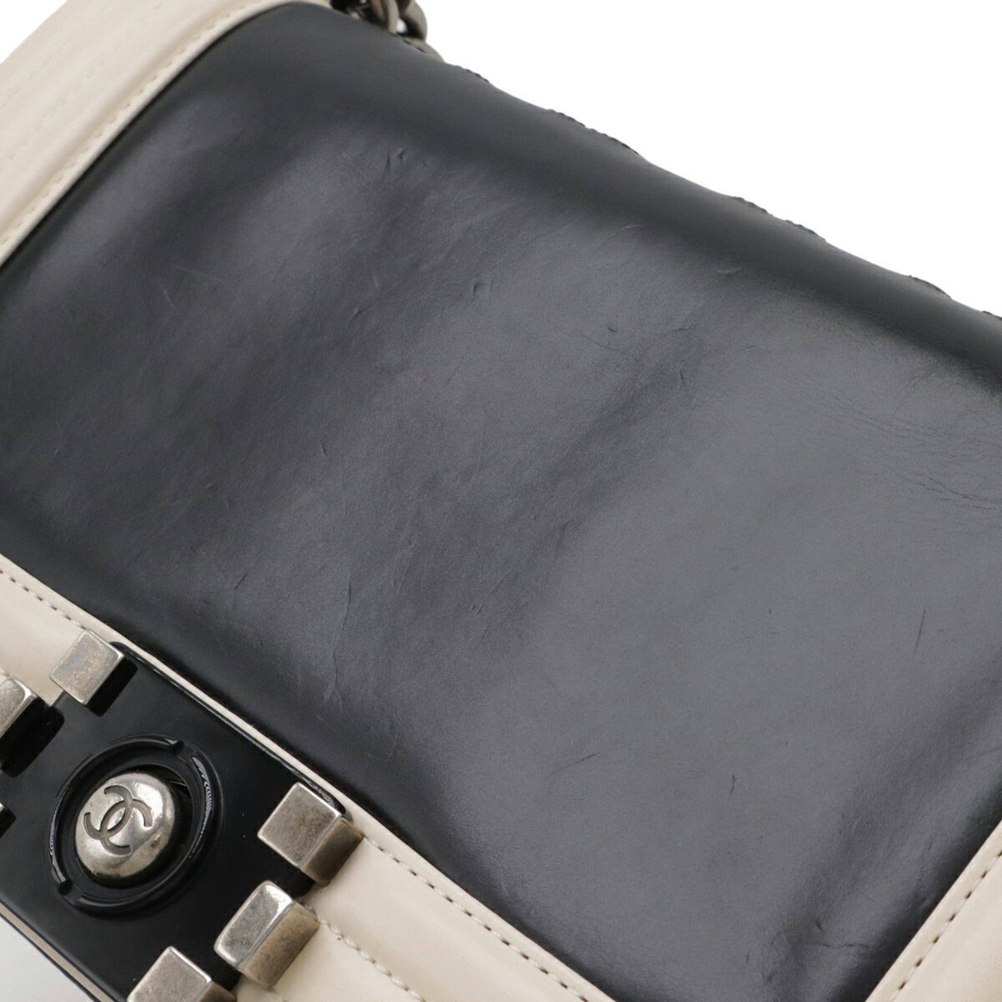 Chanel Black Ivory Leather Shoulder Bag