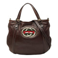 Gucci Brown Leather Shoulder Bag (Pre-Owned)
