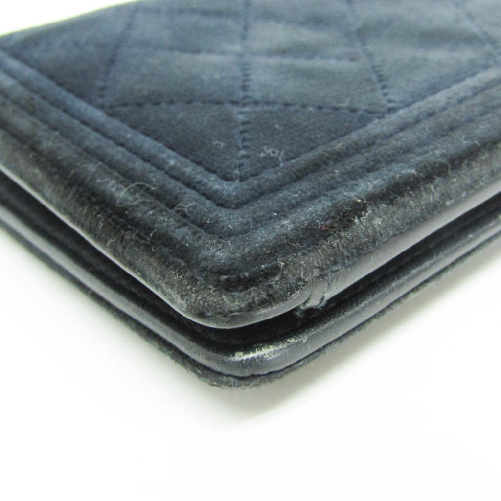 Chanel Boy Chanel Dark Navy Leather Long Wallet (Bi-Fold)