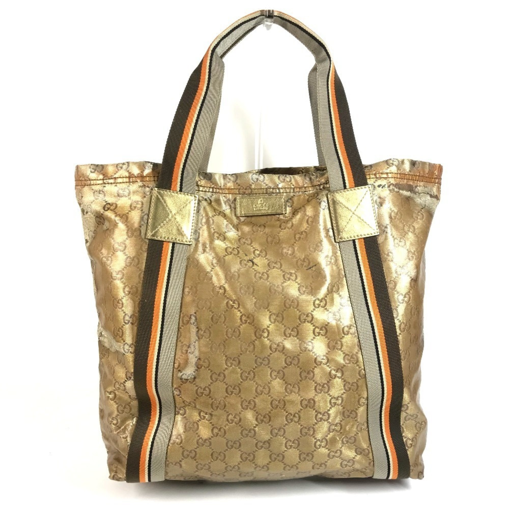 Gucci Gold Coated Canvas Shoulder Bag Tote Bag (Pre-Owned)