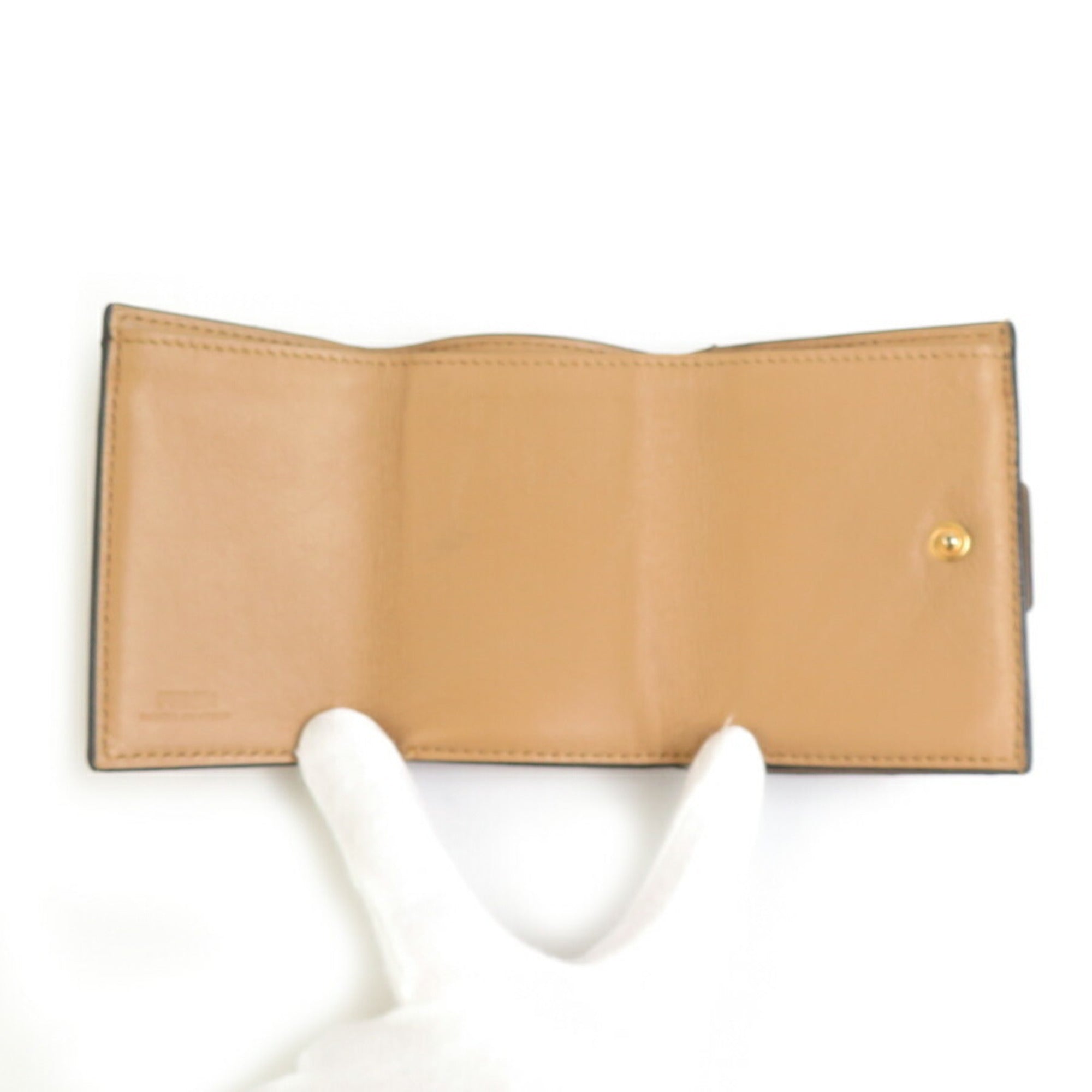 Fendi Beige Leather Wallet (Tri-Fold)