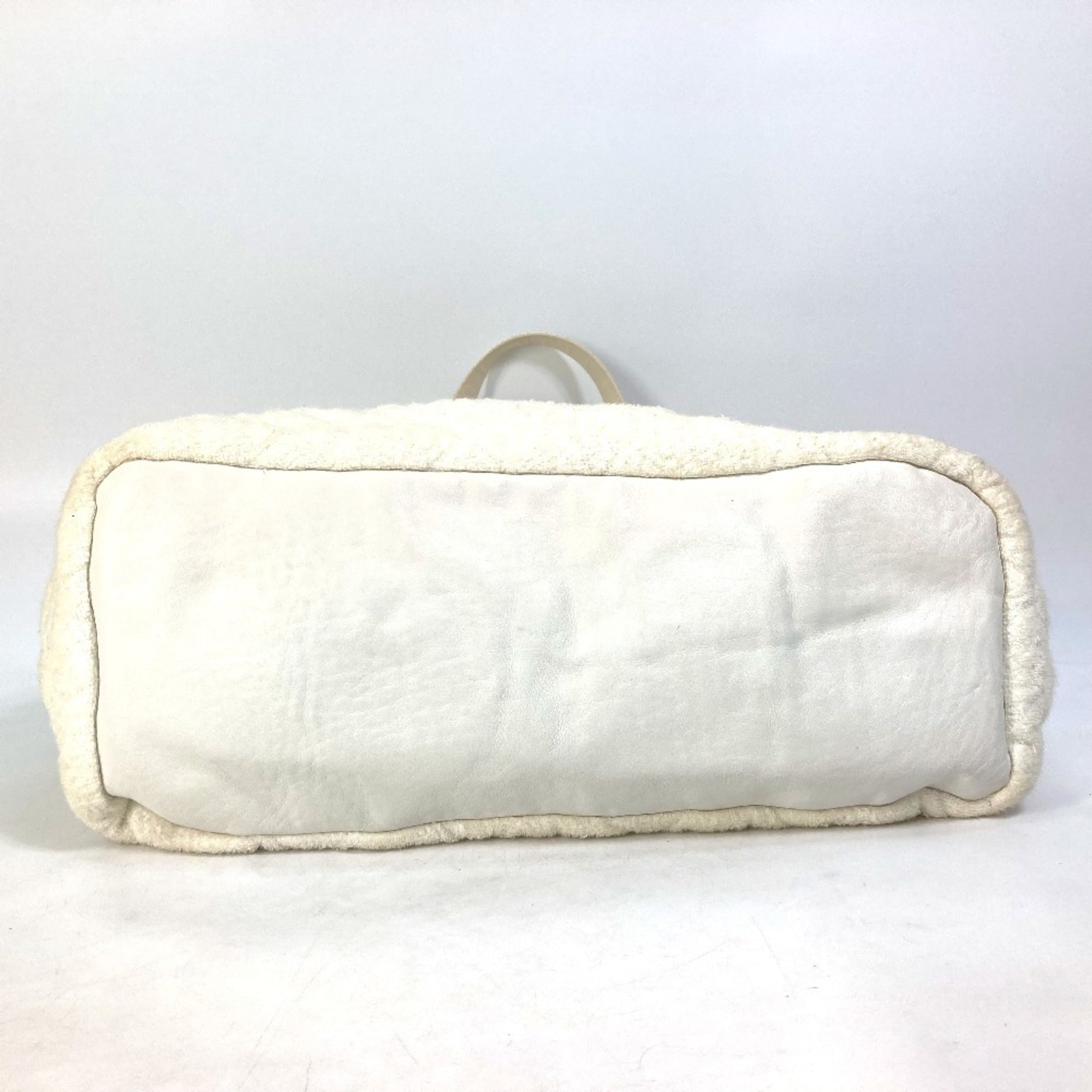 Chanel White Cotton Leather Beach Bag Shoulder Bag Tote Bag