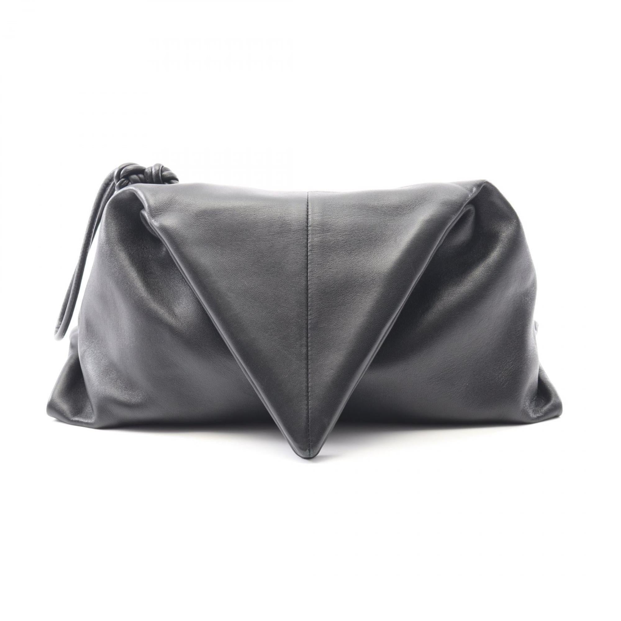 Bottega Veneta Black Leather Clutch Bag