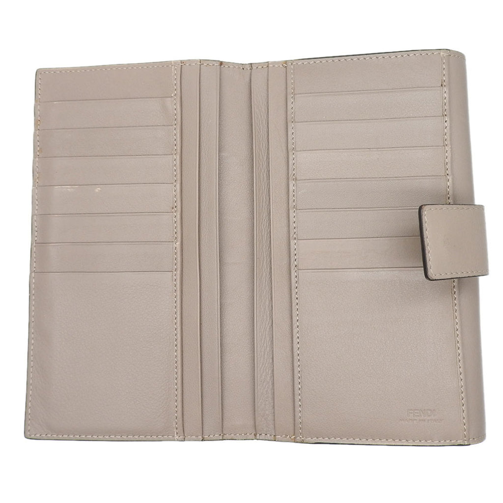 Fendi Beige Grayish Leather Wallet (Bi-Fold)