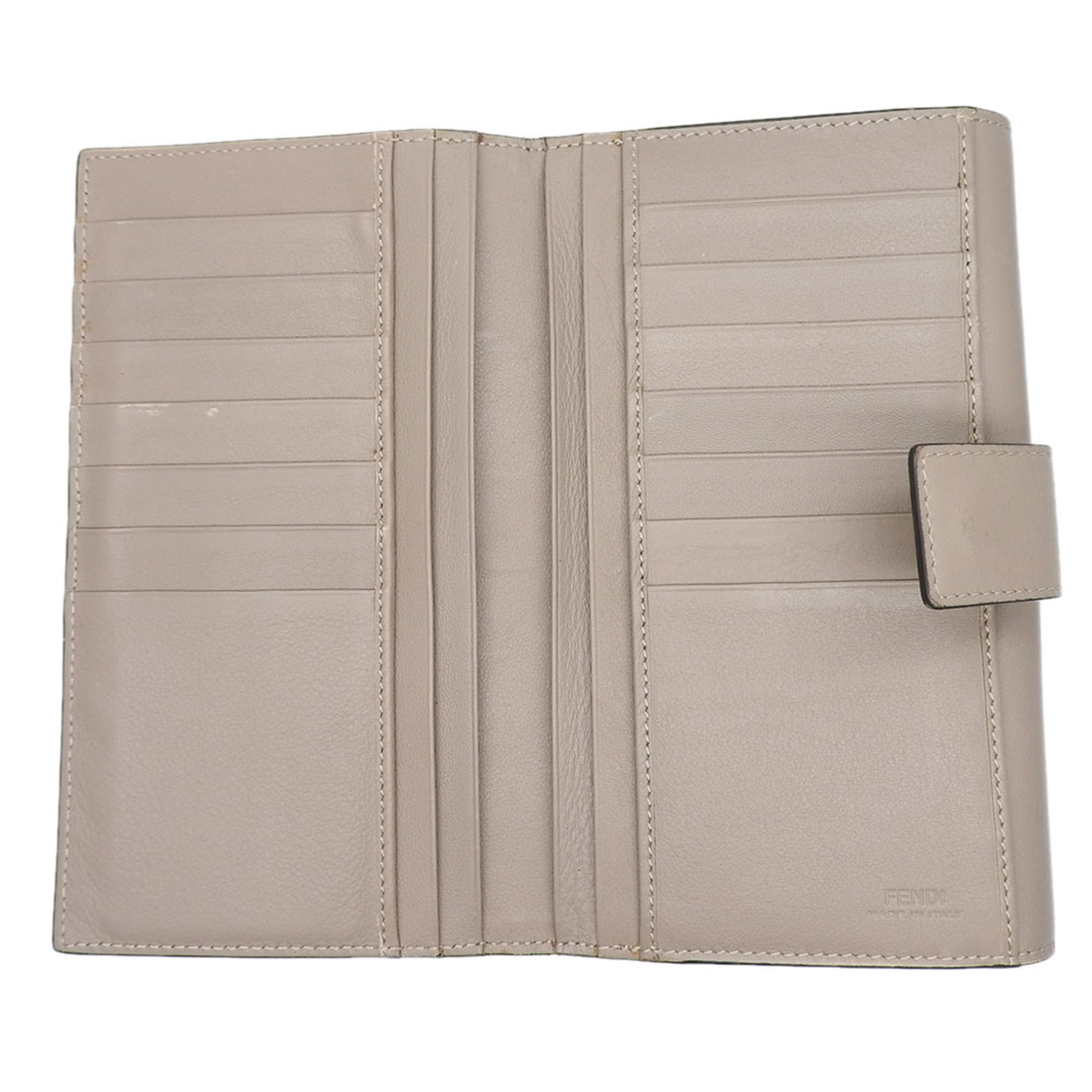 Fendi Beige Grayish Leather Wallet (Bi-Fold)
