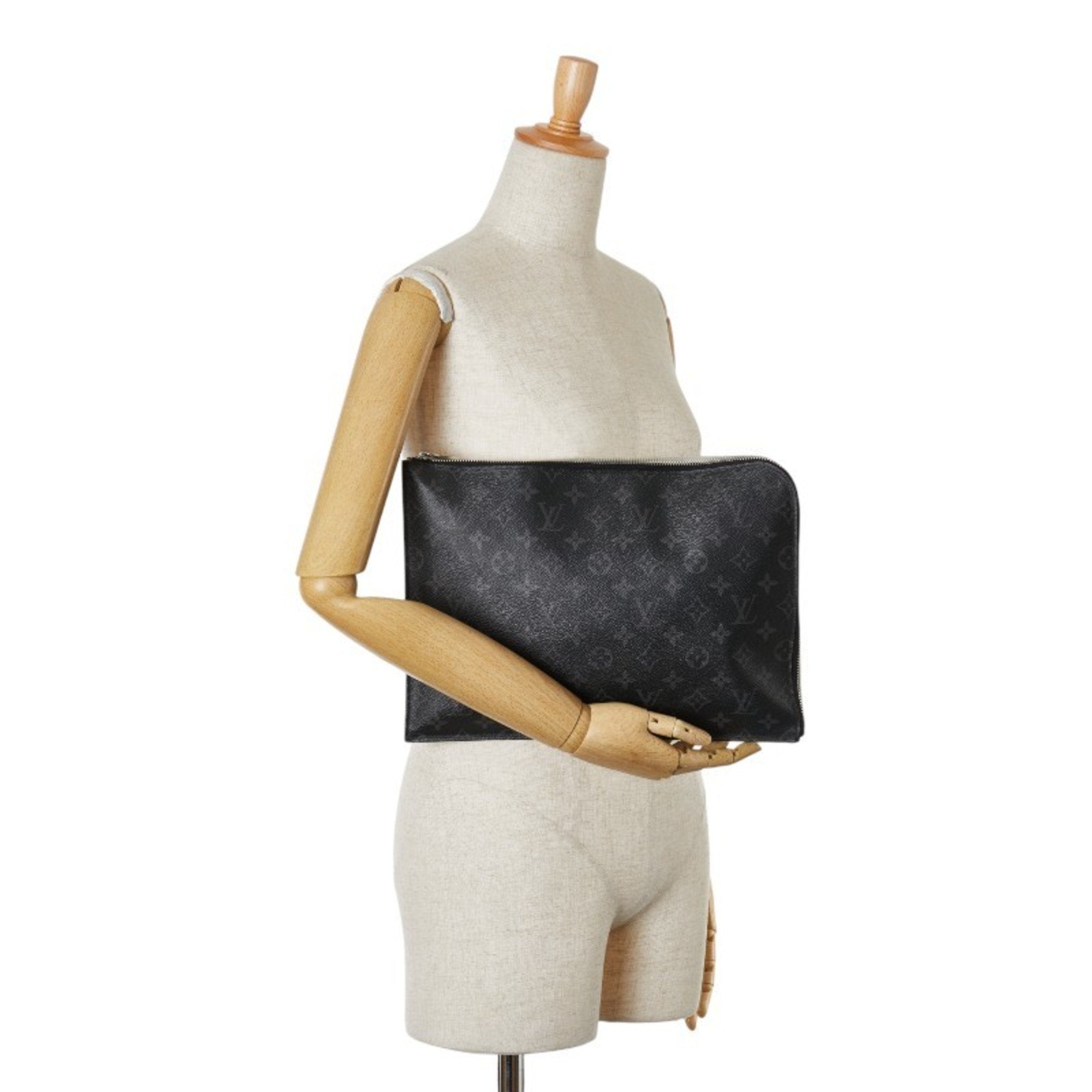 Louis Vuitton Monogram Eclipse Black Monogram Eclipse White Pvc Leather Clutch Bag Pochette