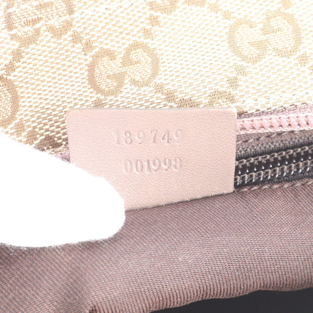 Gucci Beige Brown Pink Leather Canvas Handbag Shoulder Bag Tote Bag (Pre-Owned)