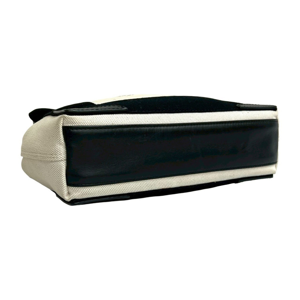 Balenciaga Black Ivory Canvas Leather Handbag Pouch Shoulder