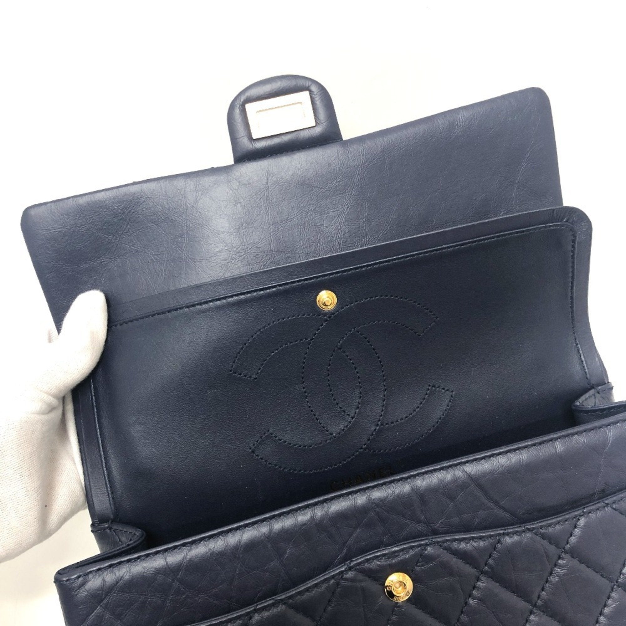 Chanel Navy Leather Shoulder Bag